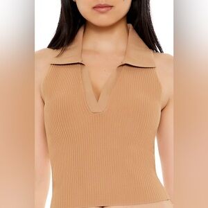 Forever 21 SLEEVELESS SWEATER-KNIT CROP TOP